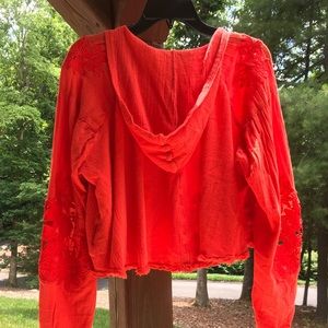 Free People vibrant top with hood
